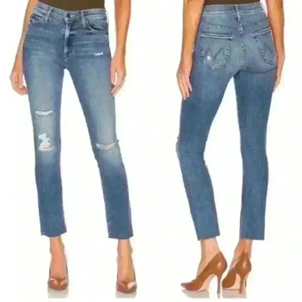 Mother Mid Rise Dazzler Ankle Fray in Weekend Warrior Straight Leg Jeans Size 27 - Picture 11 of 12
